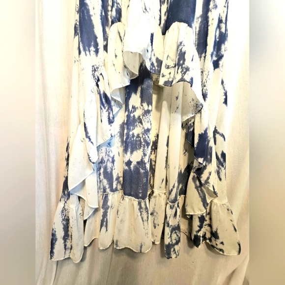Guess Blue and White Tie-Dye Maxi High Low Dress Sz L - Picture 6 of 11